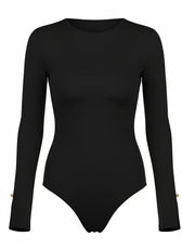 The Paris Long-Sleeve Bodysuit in Black