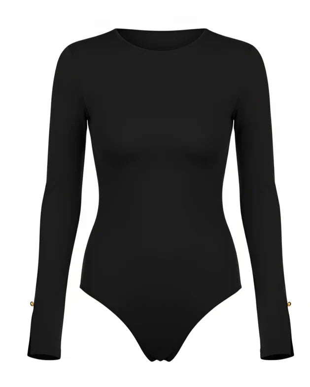 The Paris Long-Sleeve Bodysuit in Black